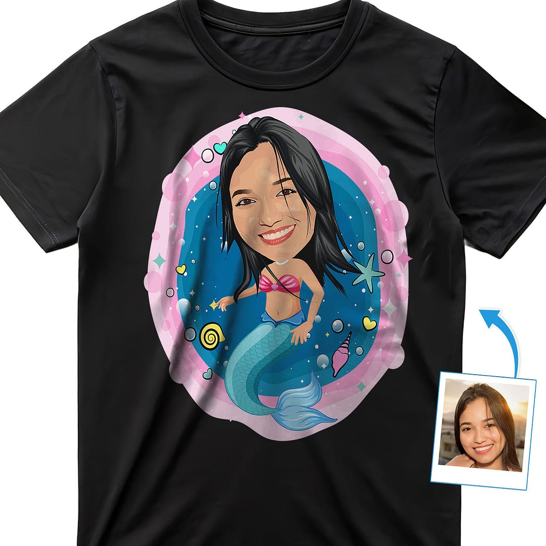 Transforma tu foto en una camiseta personalizada de La Sirenita: regalos de  sirena perfectos, image size:1080x1080
