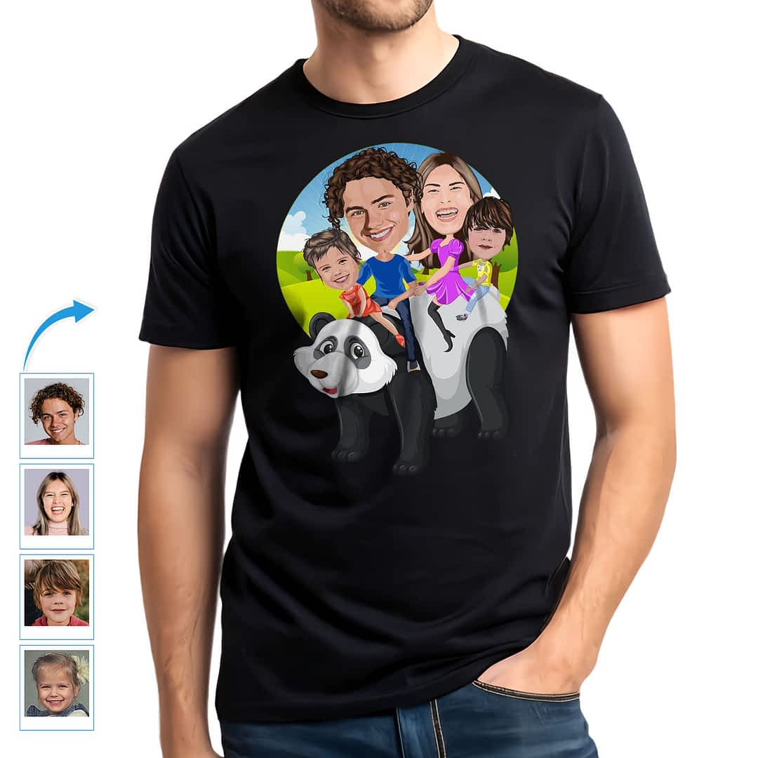 Create Your Personalized Panda Family Shirt Custom Portrait Tee